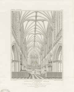 Interiér katedrály Lichfield - Sbor: rytina, nd [c 1820] (tisk)
