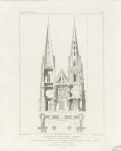 Katedrála Lichfield – západní fronta: rytina, nd [c 1819]