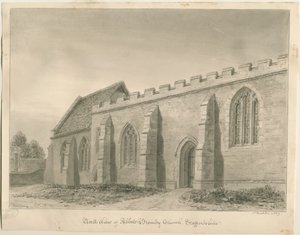 Kostel Abbots Bromley: sépiová kresba od John Buckler