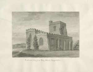 Arley Church: sépiová kresba, 1846 od John Buckler