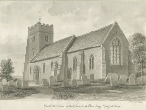 Armitage Church: sépiová kresba, 1844 od John Buckler