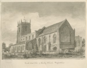 Audley Church: sépiová kresba, 1840 od John Buckler