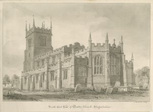 Barton under Needwood Church: sépiová kresba od John Buckler