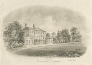 Bishton Hall: sépiová kresba od John Buckler