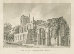 Blithfield Church: sépiová kresba od John Buckler