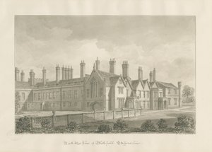 Blithfield Hall: sépiová kresba od John Buckler