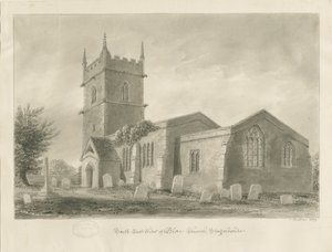 Blore Church: sépiová kresba, 1839 od John Buckler