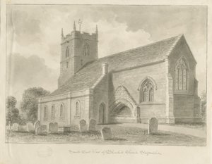 Blymhill Church: sépiová kresba od John Buckler