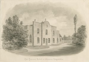 Brewood Grammar School: sépie kresba, nd [c 1842] (kresba) od John Buckler