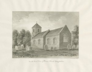 Kostel koštěte (nyní Worcestershire): sépiová kresba od John Buckler