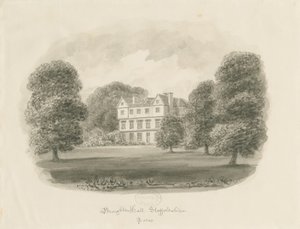 Broughton Hall: sépiová kresba od John Buckler