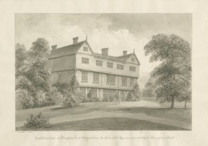 Broughton Hall: sépiová kresba, 1848 od John Buckler