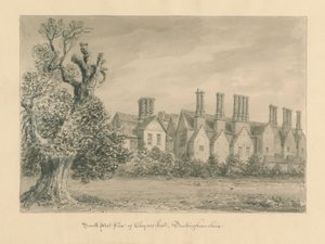 Buckinghamshire - Chenies Hall: sépiová kresba, 1824 od John Buckler