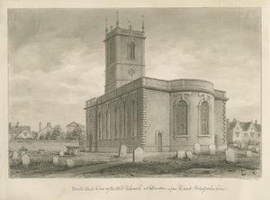Burton-upon-Trent - Starý kostel: sépiová kresba od John Buckler