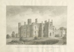Butterton Hall: sépiová kresba od John Buckler