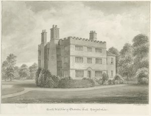 Butterton Hall: sépiová kresba, 1844 od John Buckler