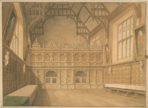 Cambridgeshire - Trinity College Hall - vnitřní pohled od John Buckler