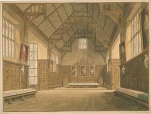 Cambridgeshire - Trinity College Hall - vnitřní pohled, 1818 od John Buckler