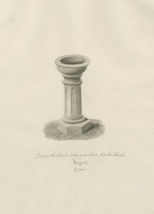 Castle Church - Font in Church: sépiová kresba
