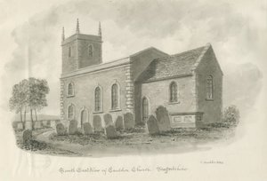 Cauldon Church: sépiová kresba, 1844 od John Buckler