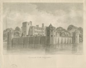 Caverswall Castle: sépiová kresba od John Buckler