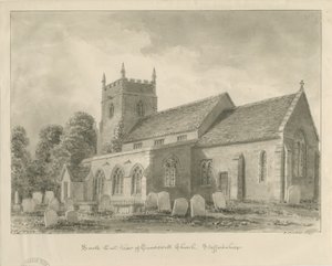 Caverswall Church: sépiová kresba od John Buckler