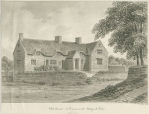 Caverswall Village - Staré domy: sépiová kresba, 1840 od John Buckler