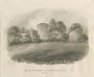 Chartley Castle: sépiová kresba od John Buckler