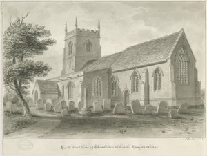 Cheddleton Church: sépiová kresba od John Buckler