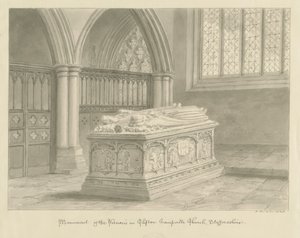 Clifton Campville Church - Vernon Monument: sépiová kresba od John Buckler