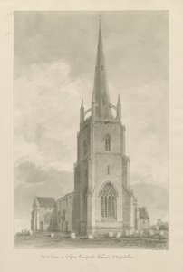 Clifton Campville Church: sépiová kresba, 1838 od John Buckler