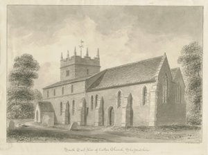 Colton Church: sépiová kresba, 1842 od John Buckler