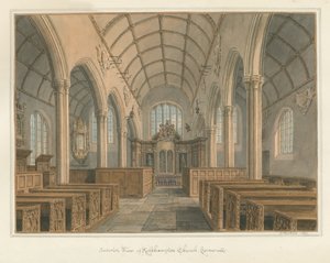 Cornwall - Kilkhampton Church - Vnitřní pohled, 1827 od John Buckler