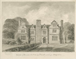 Dimsdale Old Hall: sépiová kresba, 1841 od John Buckler