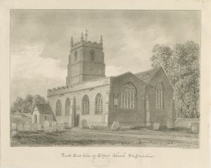 Elford Church: sépiová kresba, 1838 od John Buckler