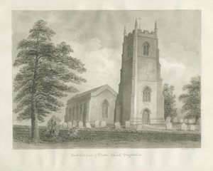 Ellastone Church: sépiová kresba, 1847 od John Buckler