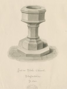 Font Stoke-upon-Trent Church: sépiová kresba od John Buckler