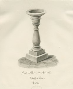 Písmo v kostele Barlaston: sépiová kresba, 1844 od John Buckler