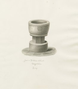 Písmo v kostele Dilhorne: sépiová kresba, 1847 od John Buckler