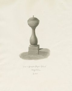 Písmo v kostele Drayton Bassett: sépiová kresba, 1848 od John Buckler