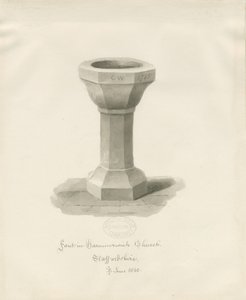 Písmo v kostele Hammerwich: sépiová kresba, červen 1843 (kresba) od John Buckler