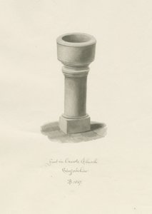 Písmo v kostele Onecote: sépiová kresba, 1847 od John Buckler