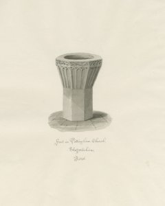 Font v Pattingham Church: sépiová kresba, 1846 od John Buckler