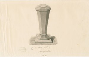 Font v kostele Wetton: sépiová kresba, 1839 od John Buckler