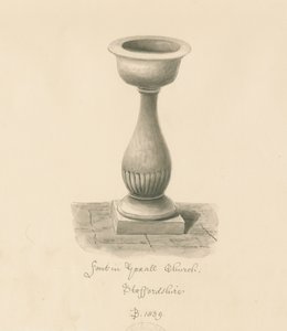 Písmo v kostele Yoxall: sépiová kresba, 1839 od John Buckler