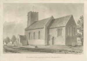 Gayton Church: sépiová kresba, 1841 od John Buckler