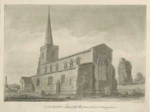 Hamstall Ridware Church: sépiová kresba od John Buckler