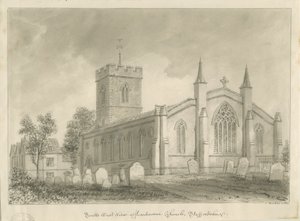 Harborne Church: sépiová kresba od John Buckler