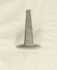 Ilam Church - Ancient Cross: sépiová kresba, 1847 od John Buckler