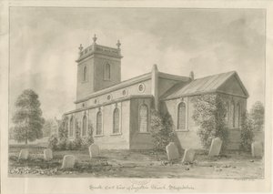 Ingestre Church: sépie kresba od John Buckler